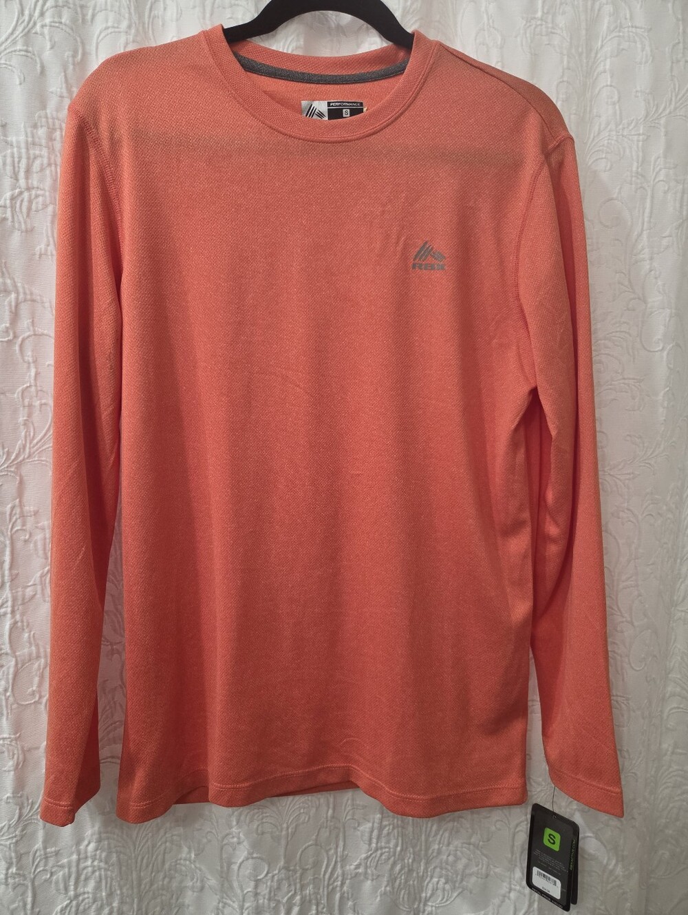 NWT RBX Activewear Heathered Orange Coral Long Sleeve Running Gym Shirt S